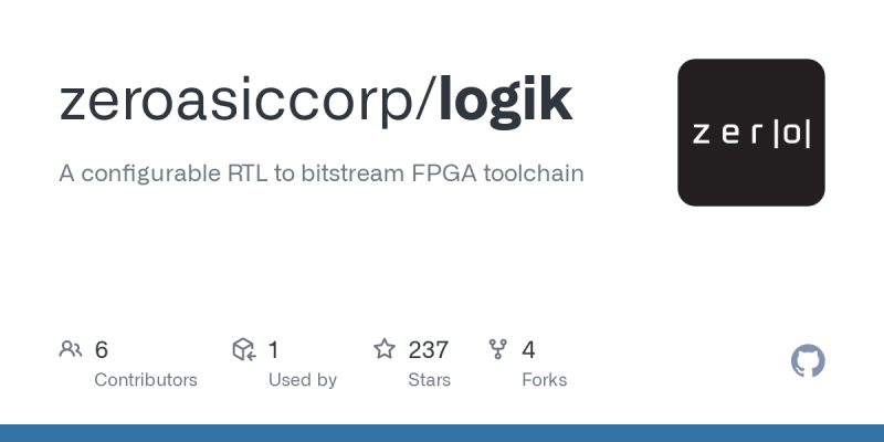 Logik: Open-source FPGA toolchain by Zero ASIC